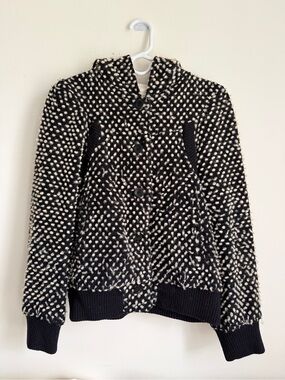 RARE tsumori Chisato polka dot black and white jacket with hood